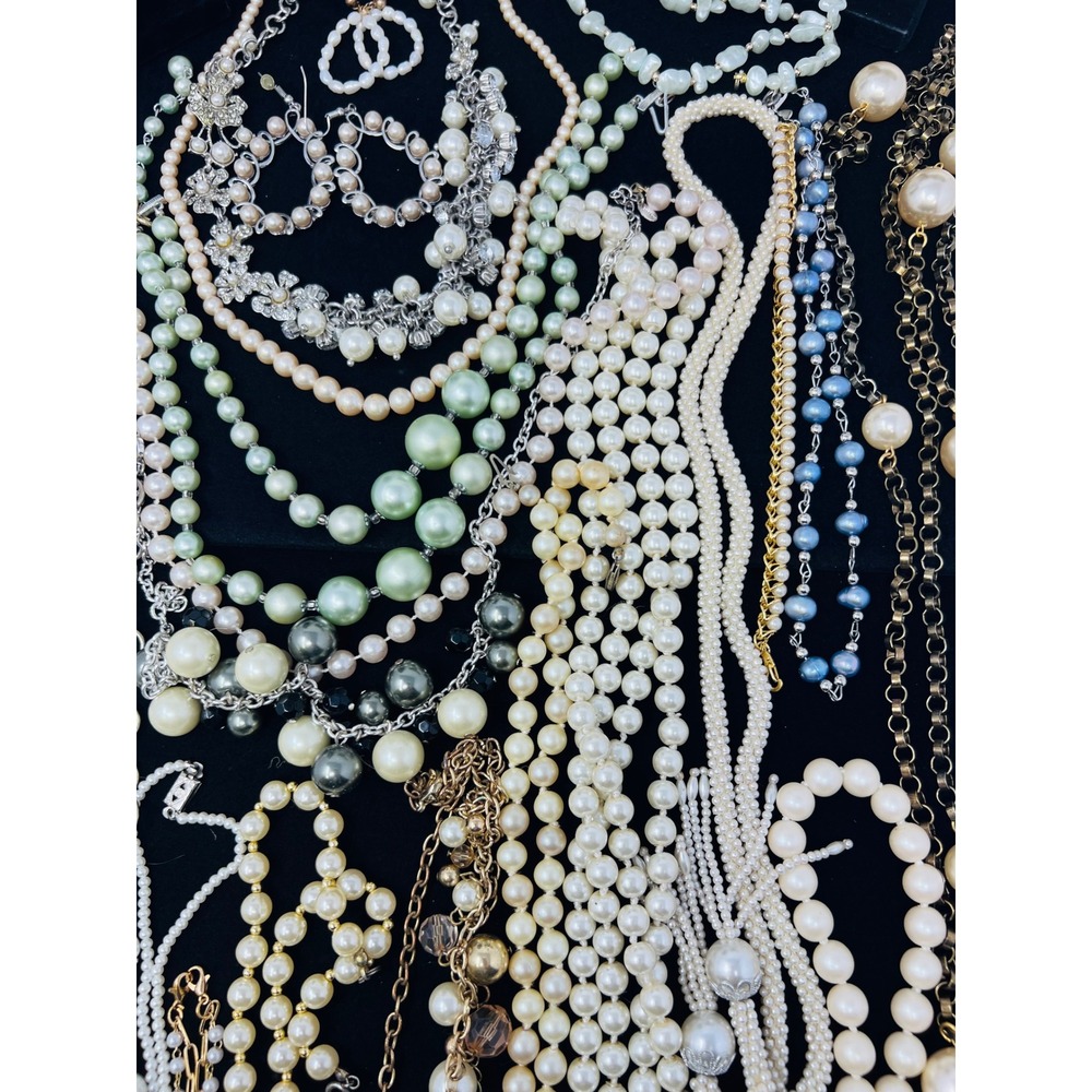 Vintage to Modern Pearl Necklace & Bracelet Gold & Silver Tone Beaded Lot of 30 - Picture 5 of 16